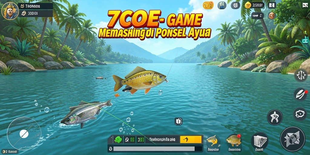 Screenshot gameplay 7CONE yang menampilkan pengalaman memancing yang seru.