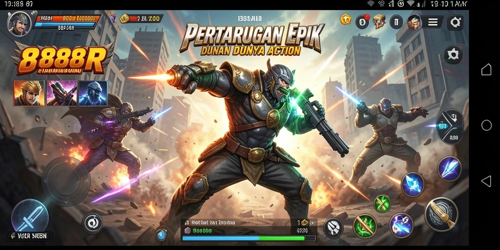 Gameplay epik dalam pertarungan mendebarkan 888R.
