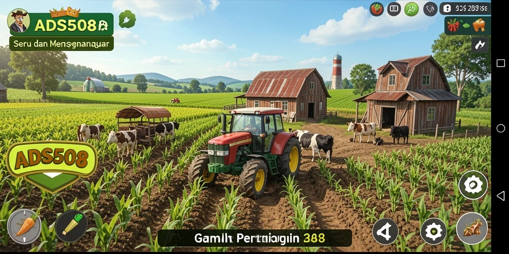 Screenshot utama ADS508 menampilkan energi dan keseruan dalam pertanian.