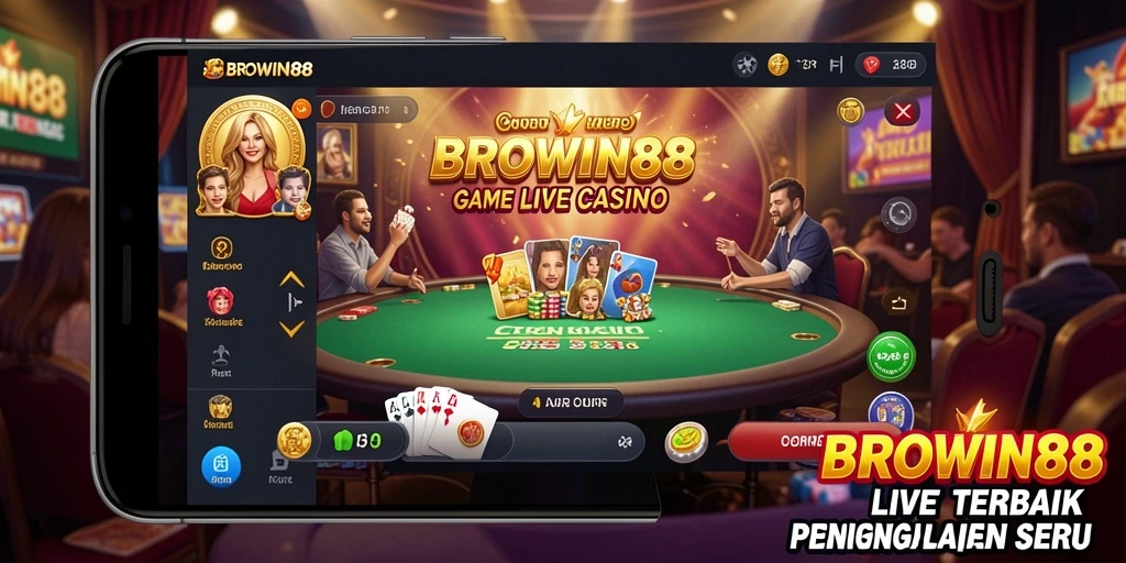 Tampilan gameplay Live Casino BROWIN88 dengan dealer nyata.