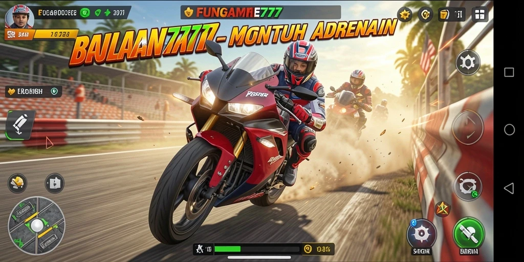 Gameplay seru balapan motor di FUNGAME777.