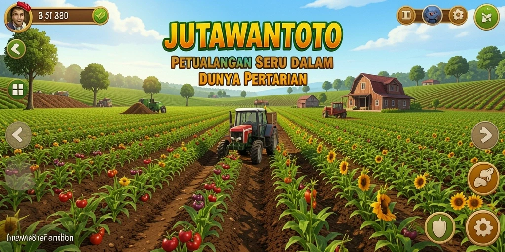 Screenshot dari JUTAWANTOTO menunjukkan ladang subur dan hewan lucu.