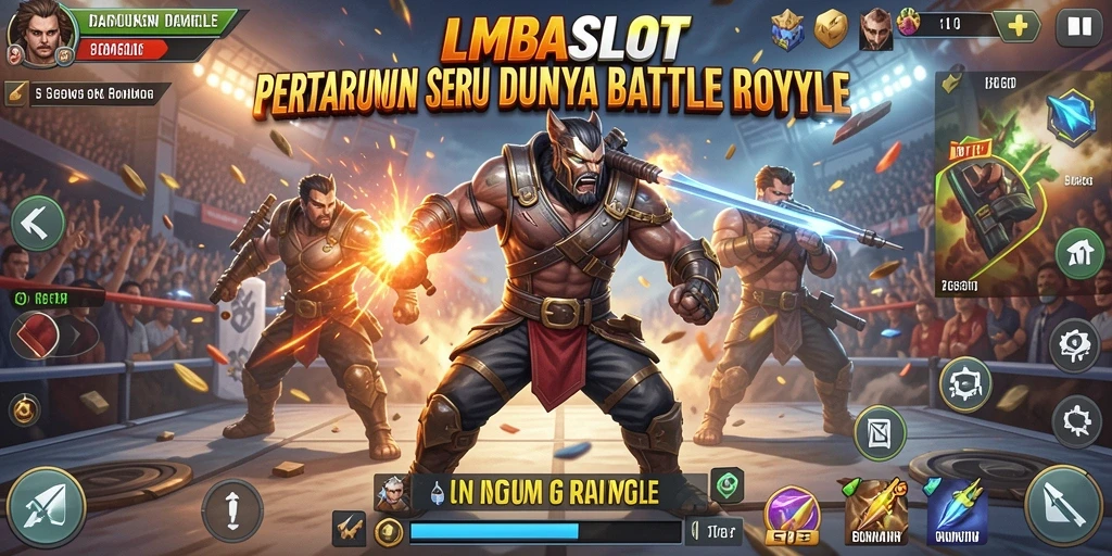 Tampilan aksi mendebarkan dari gameplay LMBASLOT Battle Royale.