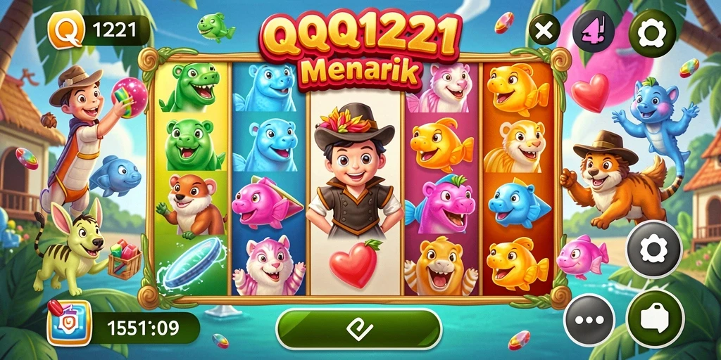 Tampilan menarik dari gameplay QQ1221 saat memutar gulungan slot.