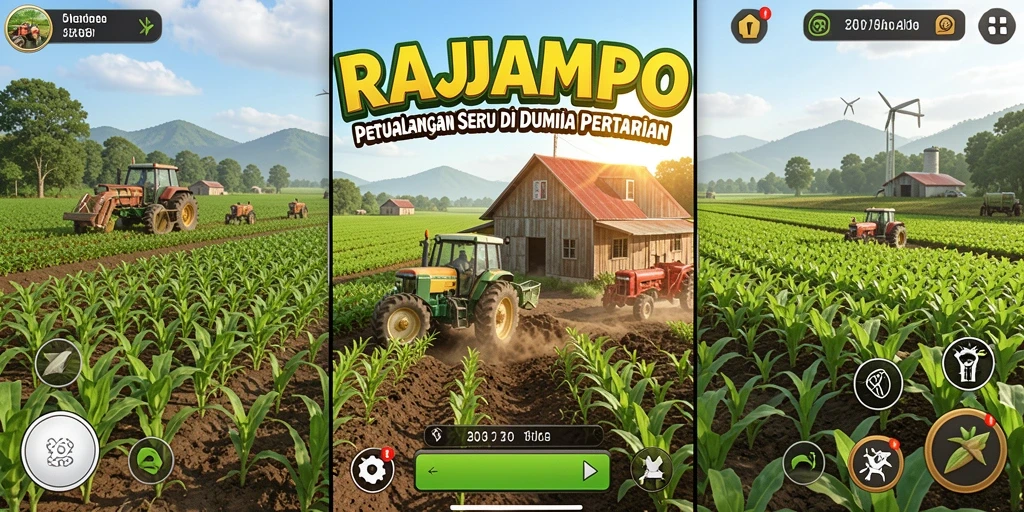 Screenshot gameplay RAJAMPO yang menampilkan aktivitas bertani yang seru.