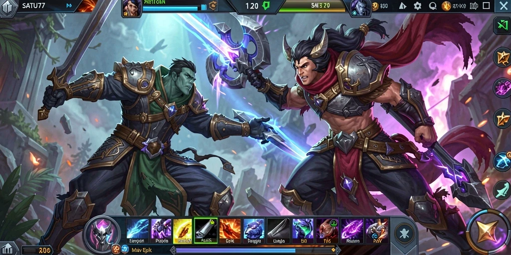 Tampilan menarik dari gameplay MOBA SATU77 yang penuh aksi.