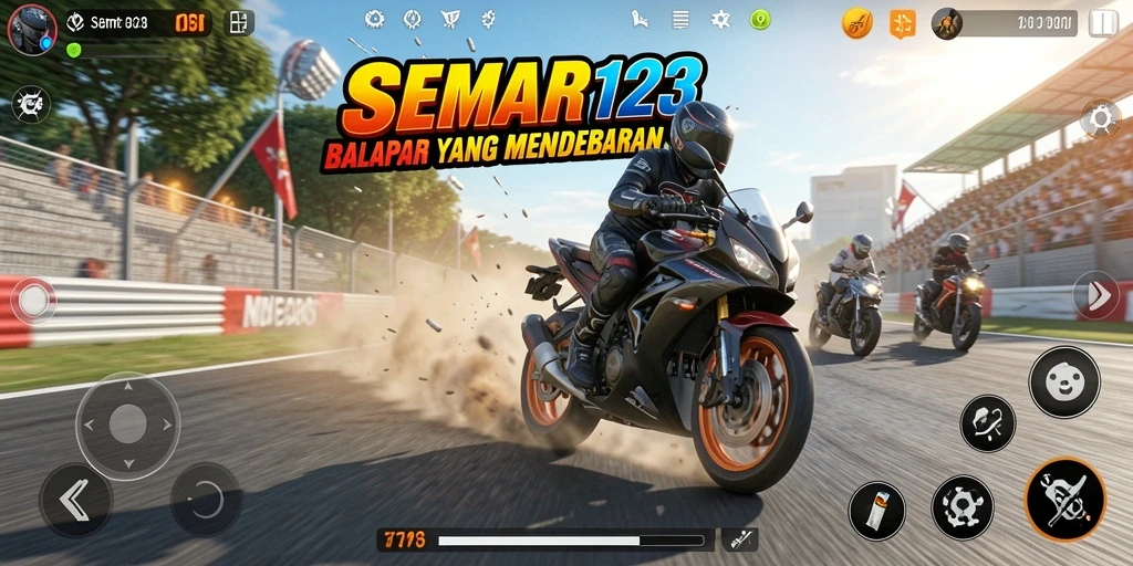 Tampilan gameplay SEMAR123 yang mendebarkan saat balapan motor.