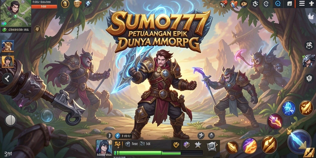 Tangkapan layar gameplay SUMO777 yang menampilkan pertempuran epik di dunia MMORPG.
