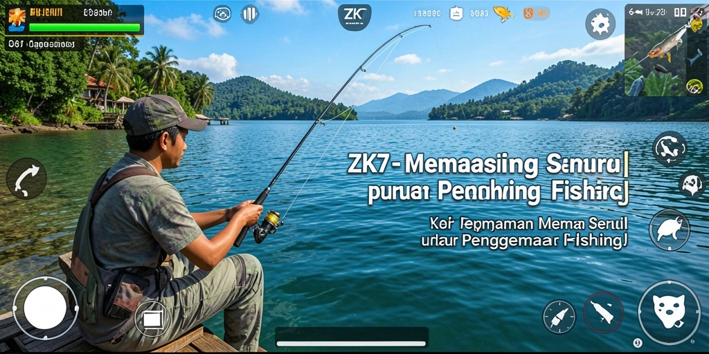Gameplay ZK7 menampilkan aktivitas memancing yang seru dan interaktif.